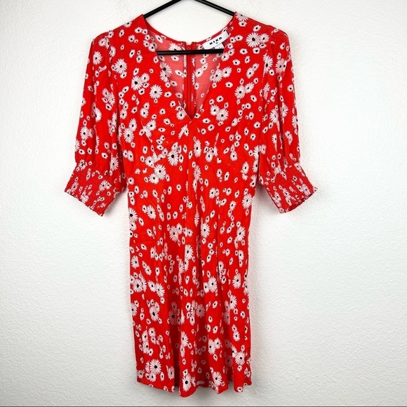 RIXO x Target Red Ditzy Daisy Floral Puff Sleeve Mini Dress, Size 2 - Picture 6 of 12